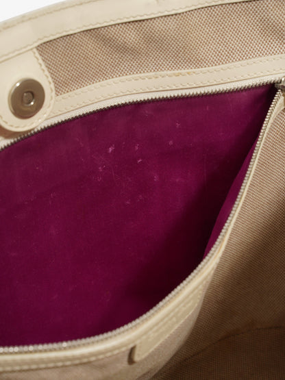 Christian Dior Tote Bag Off White Patent Leather