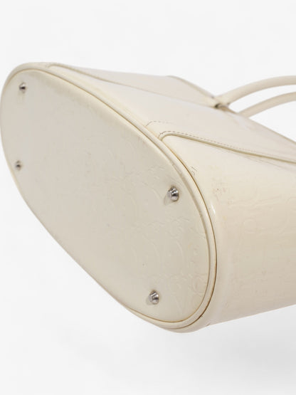 Christian Dior Tote Bag Off White Patent Leather