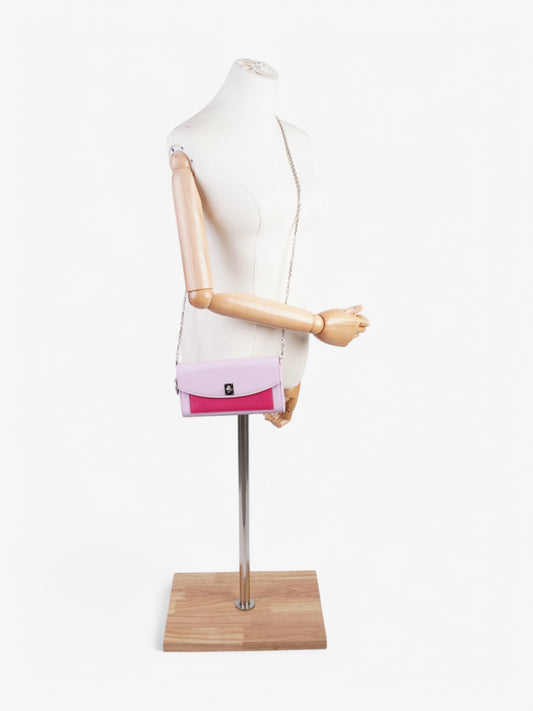 Christian Dior Tricolour Wallet on Chain Pink / Lilac Calfskin Leather