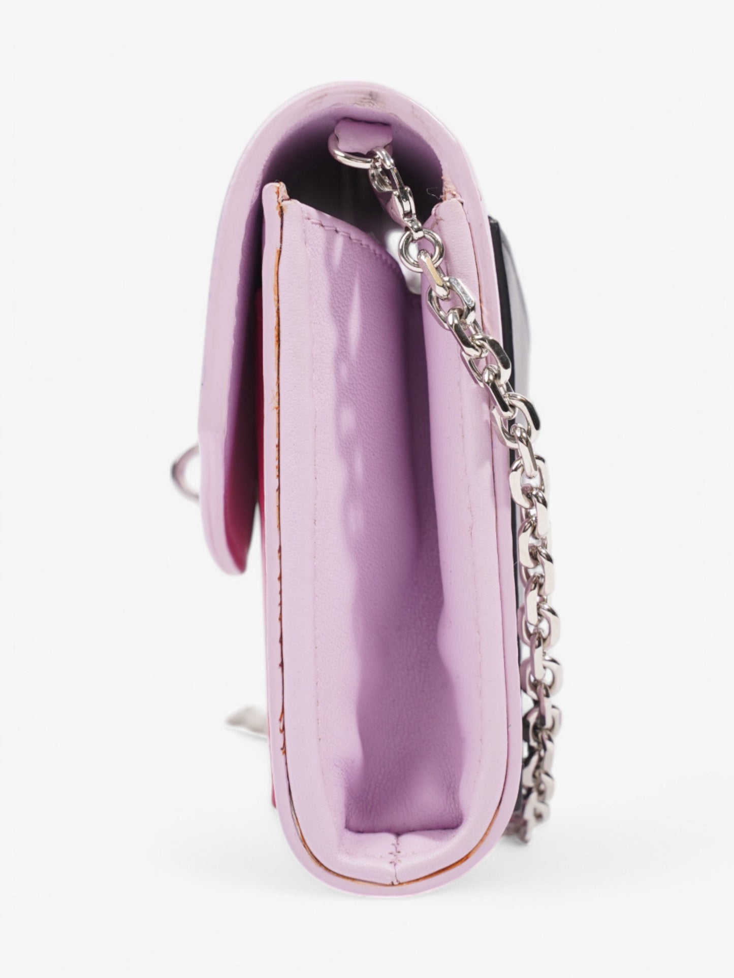 Christian Dior Tricolour Wallet on Chain Pink / Lilac Calfskin Leather
