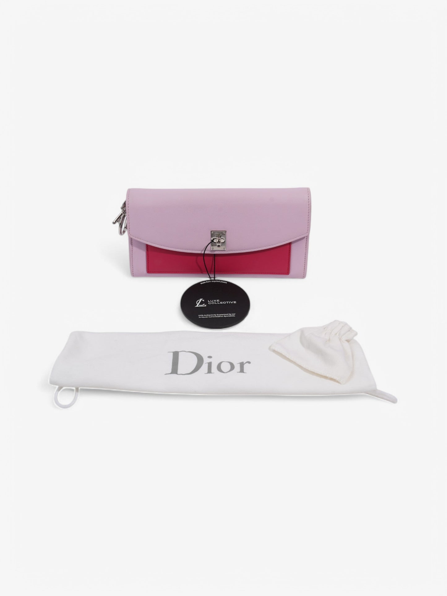 Christian Dior Tricolour Wallet on Chain Pink / Lilac Calfskin Leather