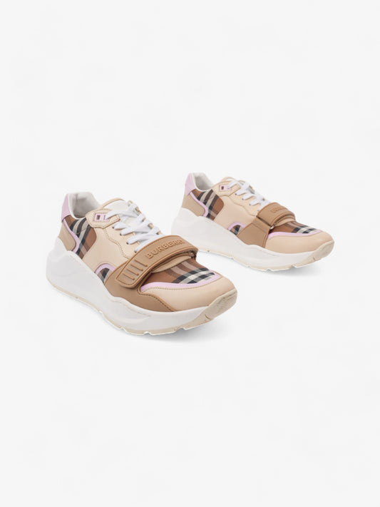Burberry Ramsey Sneakers Beige  / Pink / Brown Canvas EU 40 UK 7
