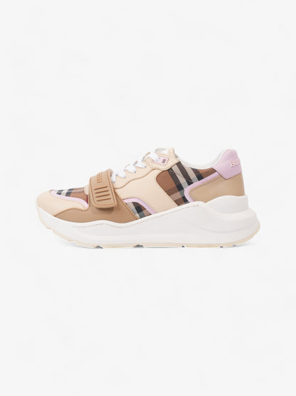 Burberry Ramsey Sneakers Beige  / Pink / Brown Canvas EU 40 UK 7