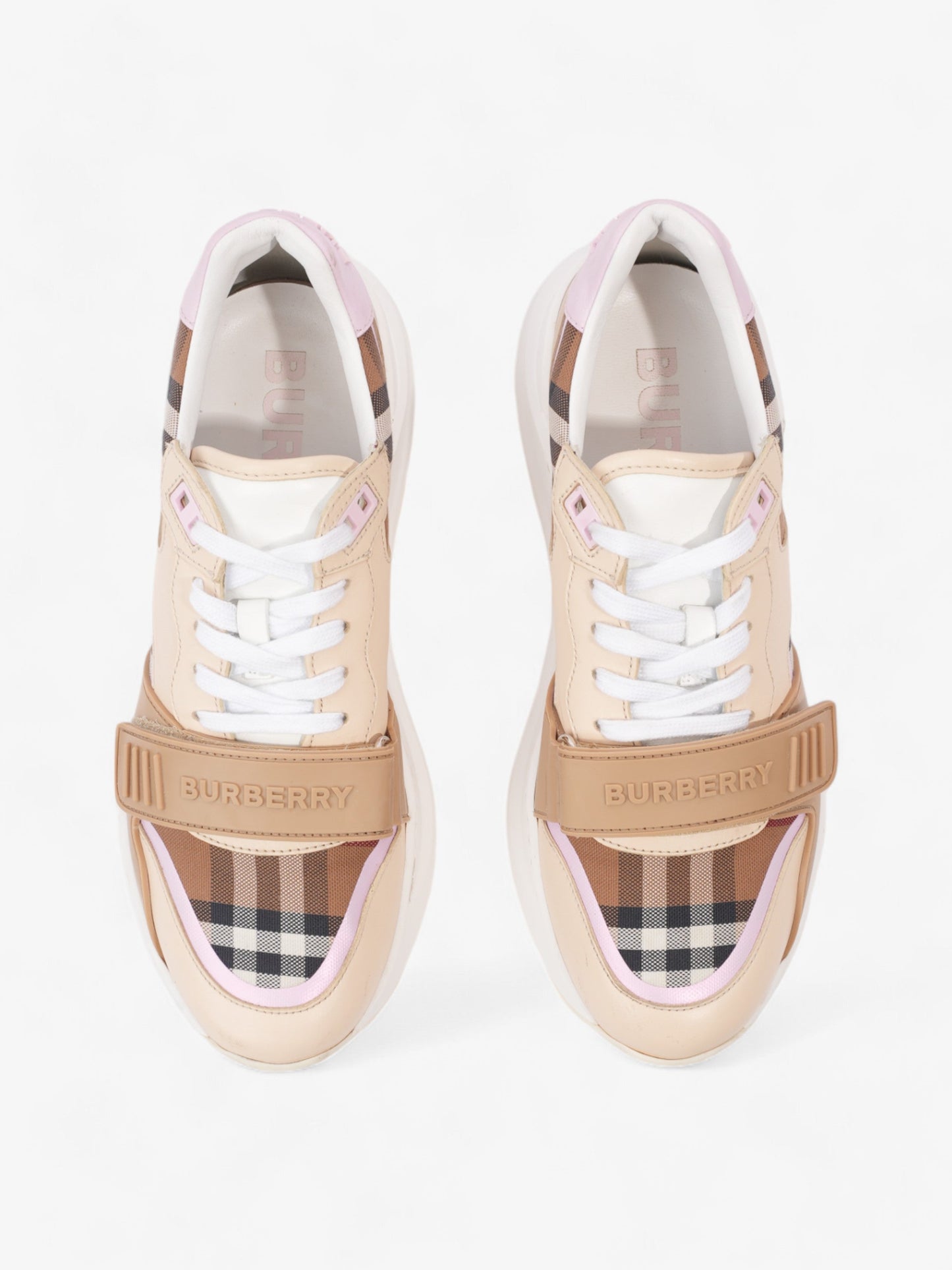 Burberry Ramsey Sneakers Beige  / Pink / Brown Canvas EU 40 UK 7