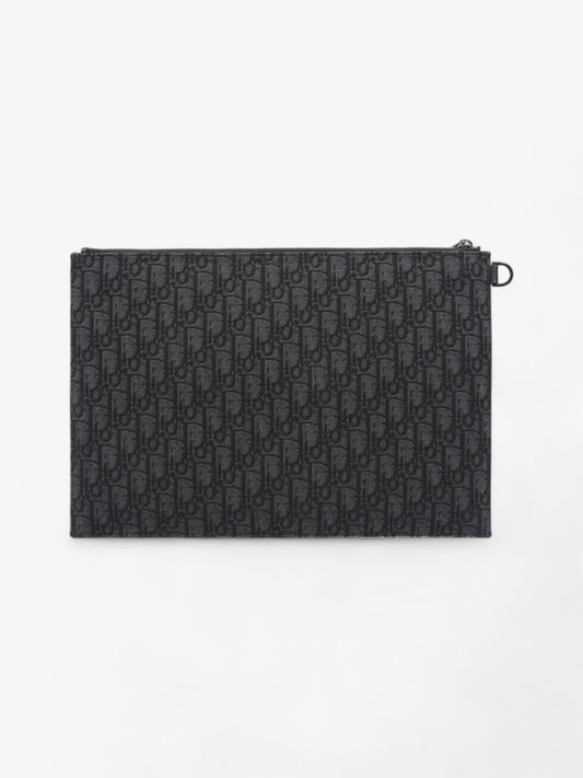 Christian Dior A4 Pouch Black Oblique Canvas