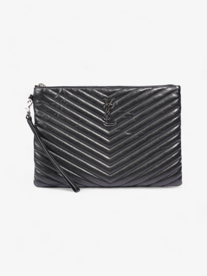 Saint Laurent Cassandre Wristlet Tablet Pouch Black Matelasse Leather