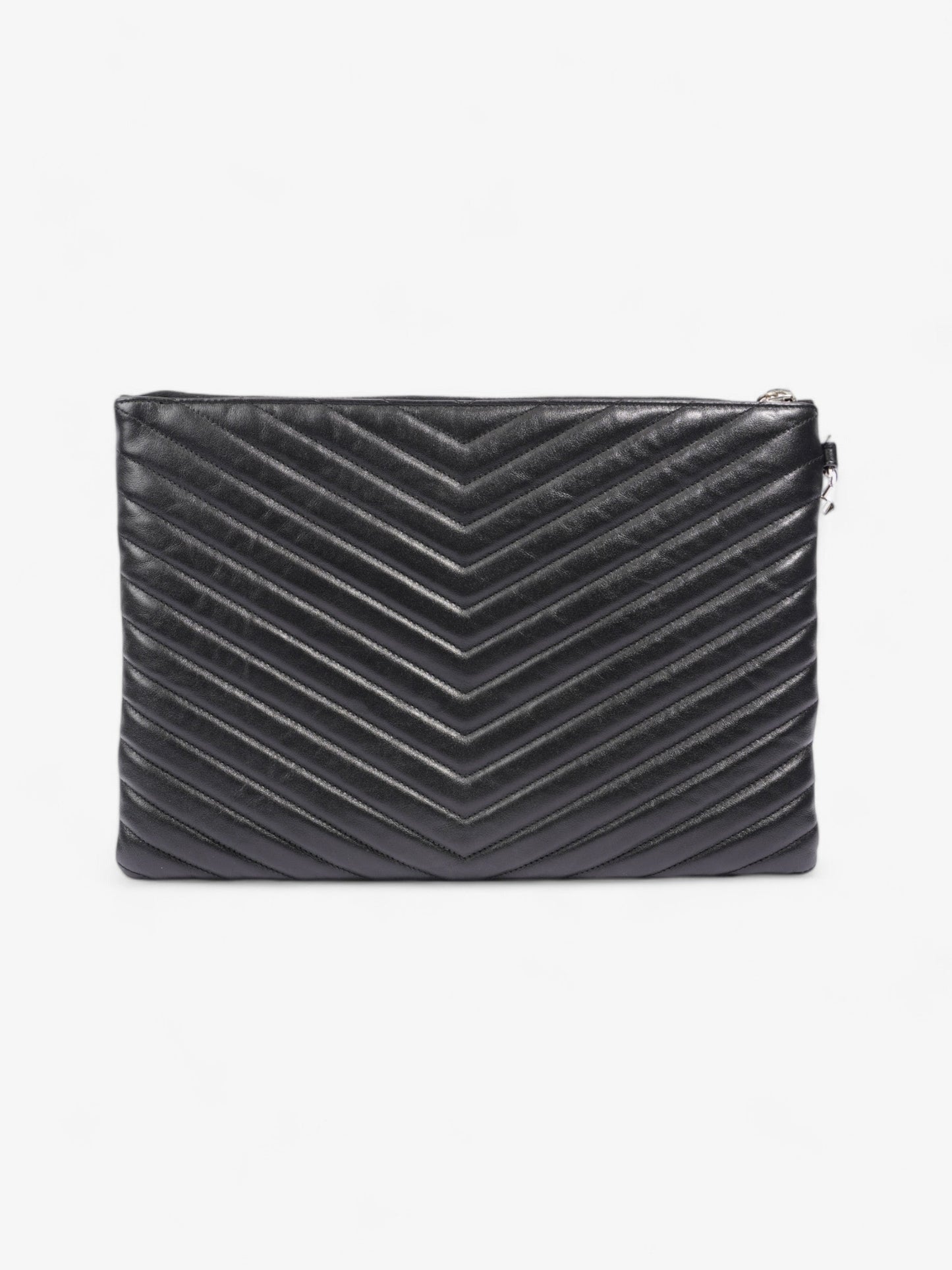 Saint Laurent Cassandre Wristlet Tablet Pouch Black Matelasse Leather