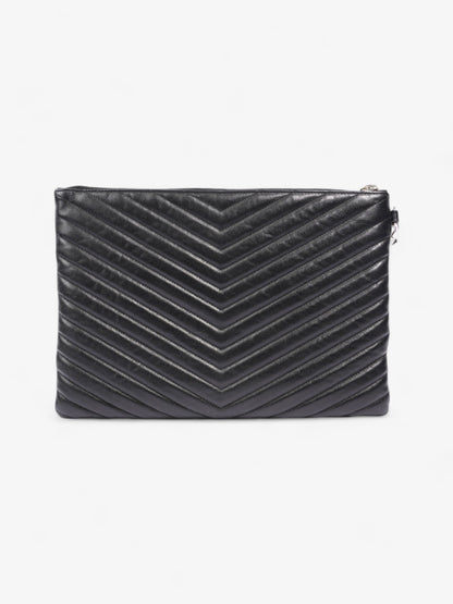 Saint Laurent Cassandre Wristlet Tablet Pouch Black Matelasse Leather