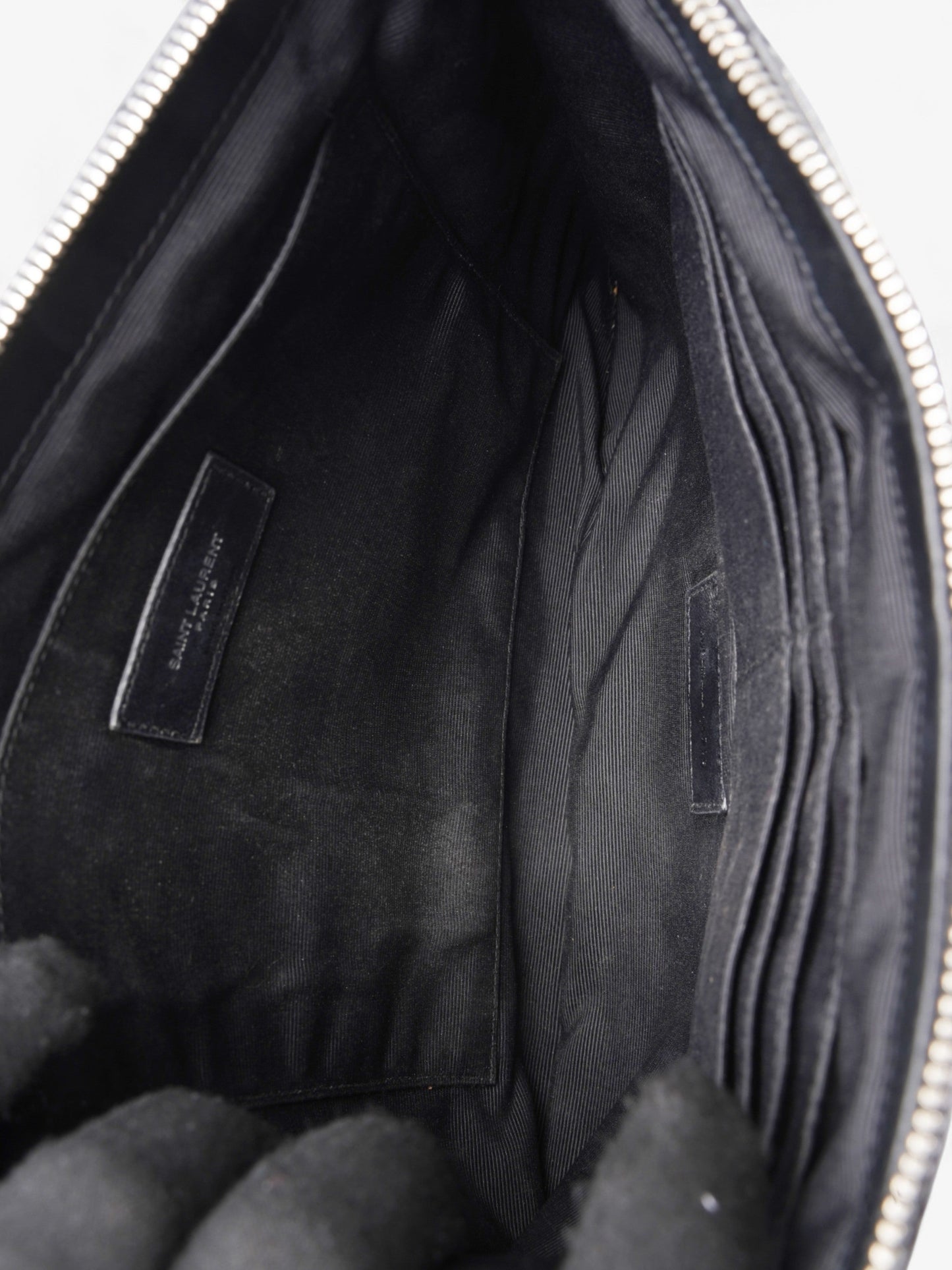 Saint Laurent Cassandre Wristlet Tablet Pouch Black Matelasse Leather