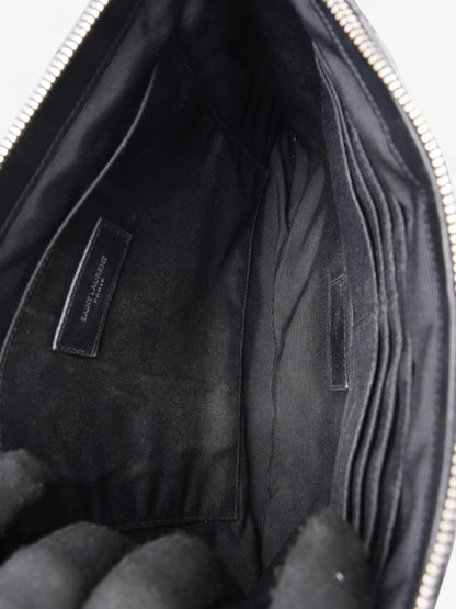 Saint Laurent Cassandre Wristlet Tablet Pouch Black Matelasse Leather