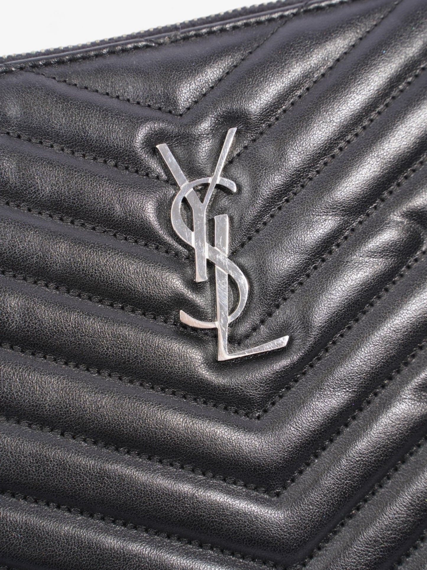 Saint Laurent Cassandre Wristlet Tablet Pouch Black Matelasse Leather