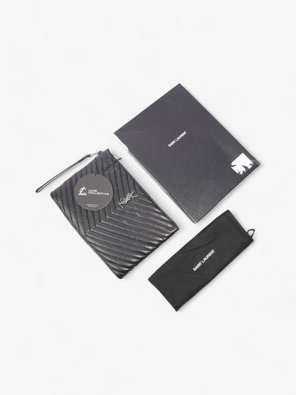 Saint Laurent Cassandre Wristlet Tablet Pouch Black Matelasse Leather