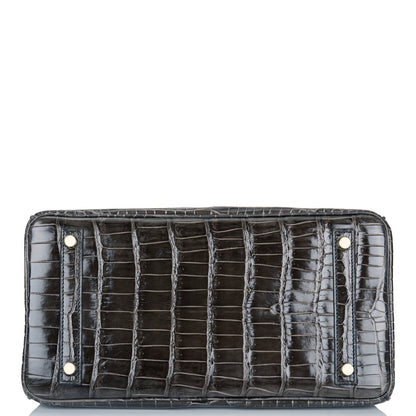 Hermes Birkin 30 Graphite Shiny Porosus Crocodile Gold Hardware