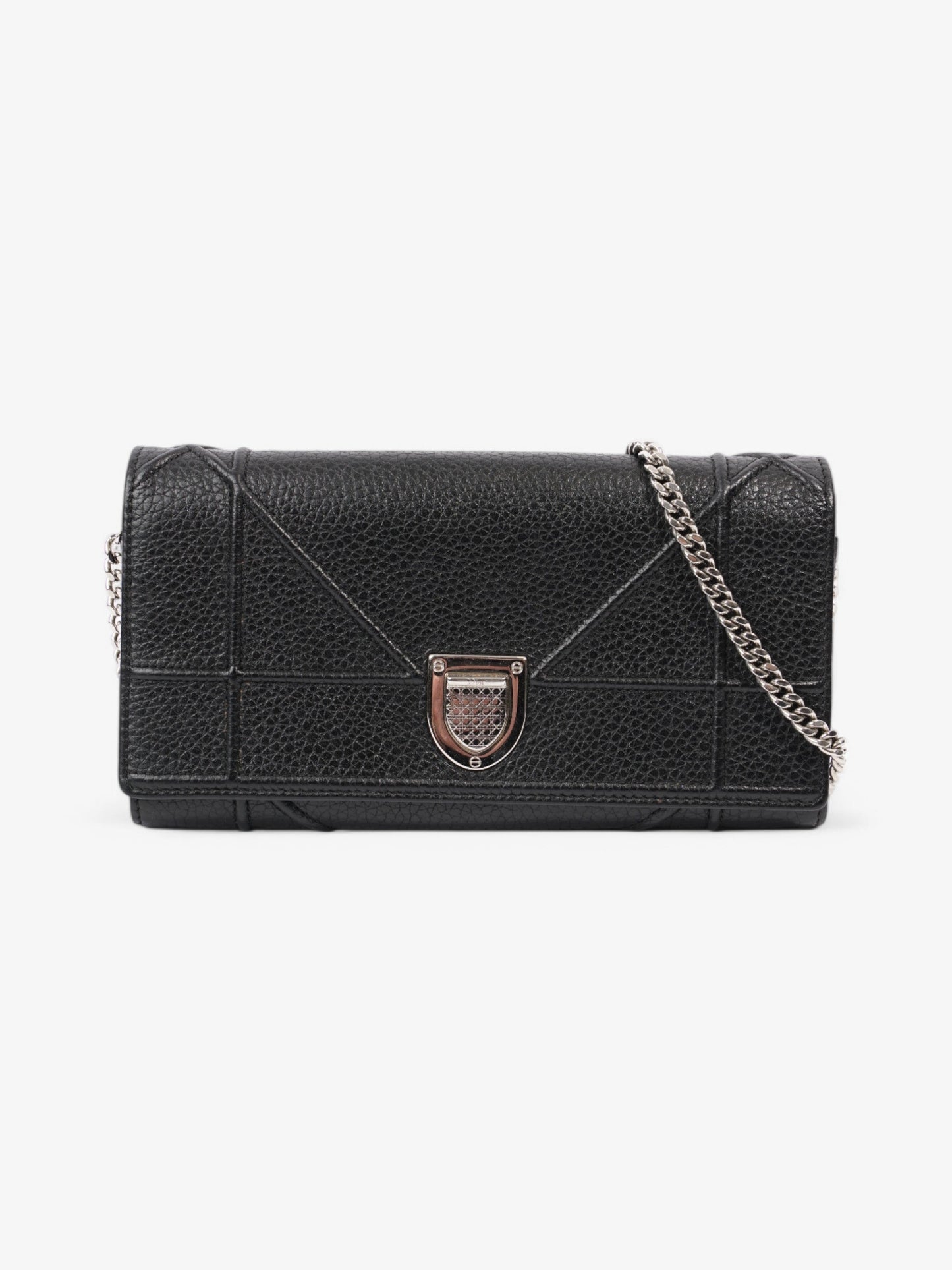 Christian Dior Diorama Wallet On Chain Black Calfskin Leather