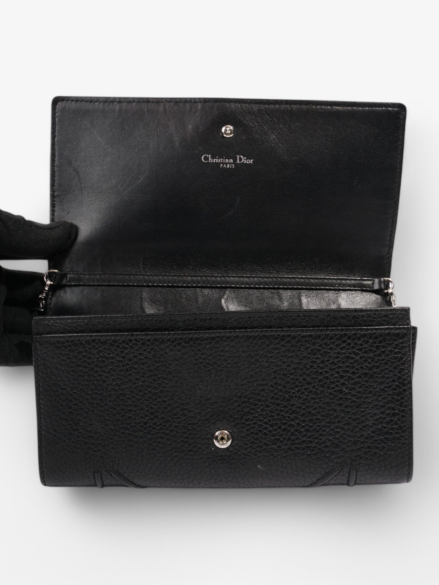 Christian Dior Diorama Wallet On Chain Black Calfskin Leather