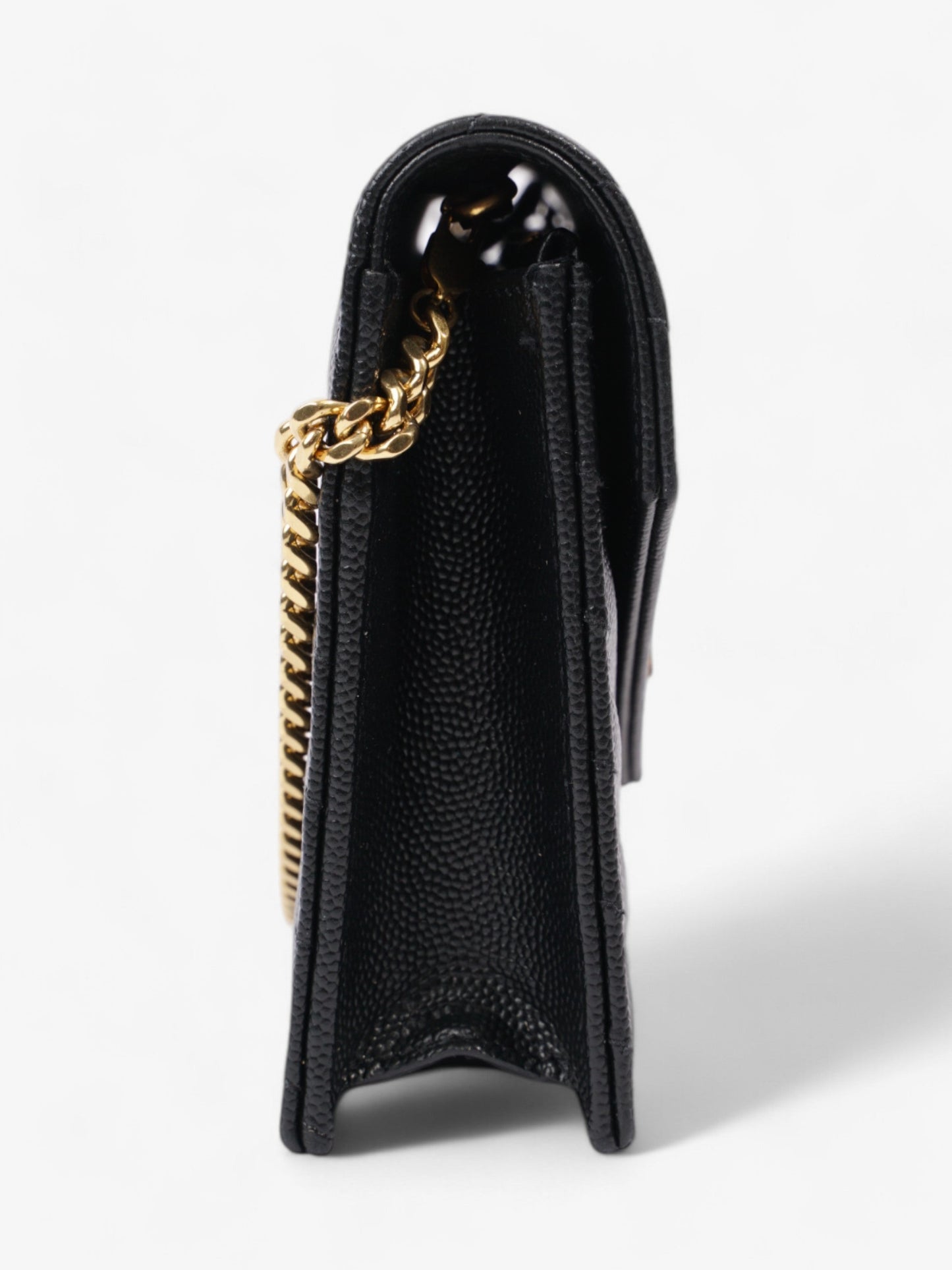 Saint Laurent Cassandre Chain Wallet Black Calfskin Leather