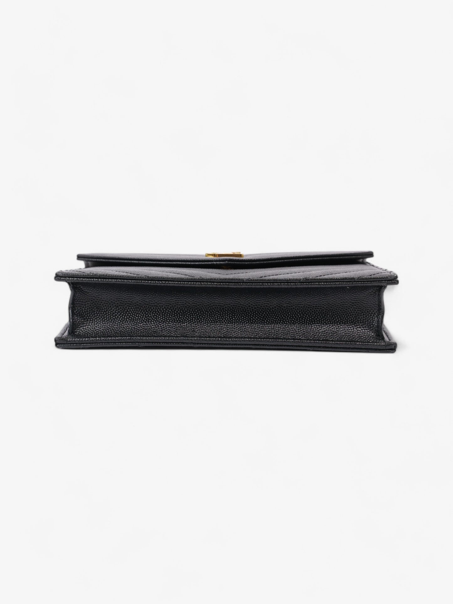 Saint Laurent Cassandre Chain Wallet Black Calfskin Leather