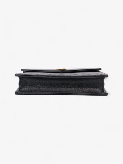 Saint Laurent Cassandre Chain Wallet Black Calfskin Leather