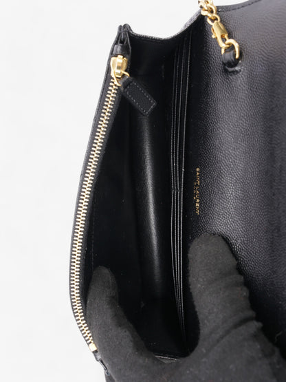 Saint Laurent Cassandre Chain Wallet Black Calfskin Leather