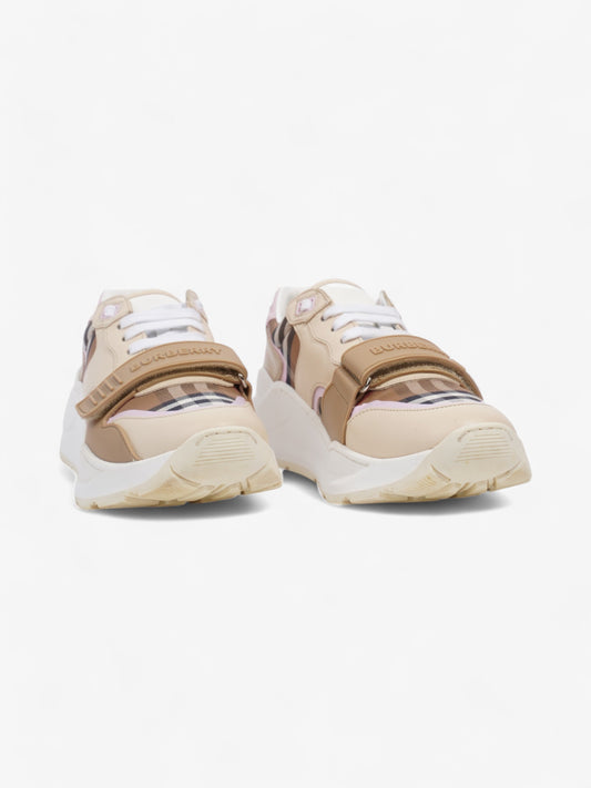 Burberry Ramsey Sneakers Beige  / Pink / White Canvas EU 39 UK 6