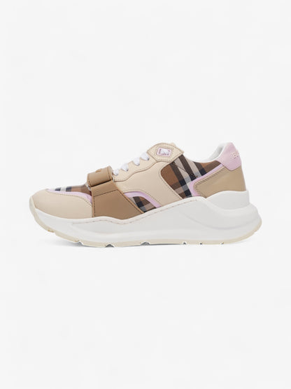 Burberry Ramsey Sneakers Beige  / Pink / White Canvas EU 39 UK 6