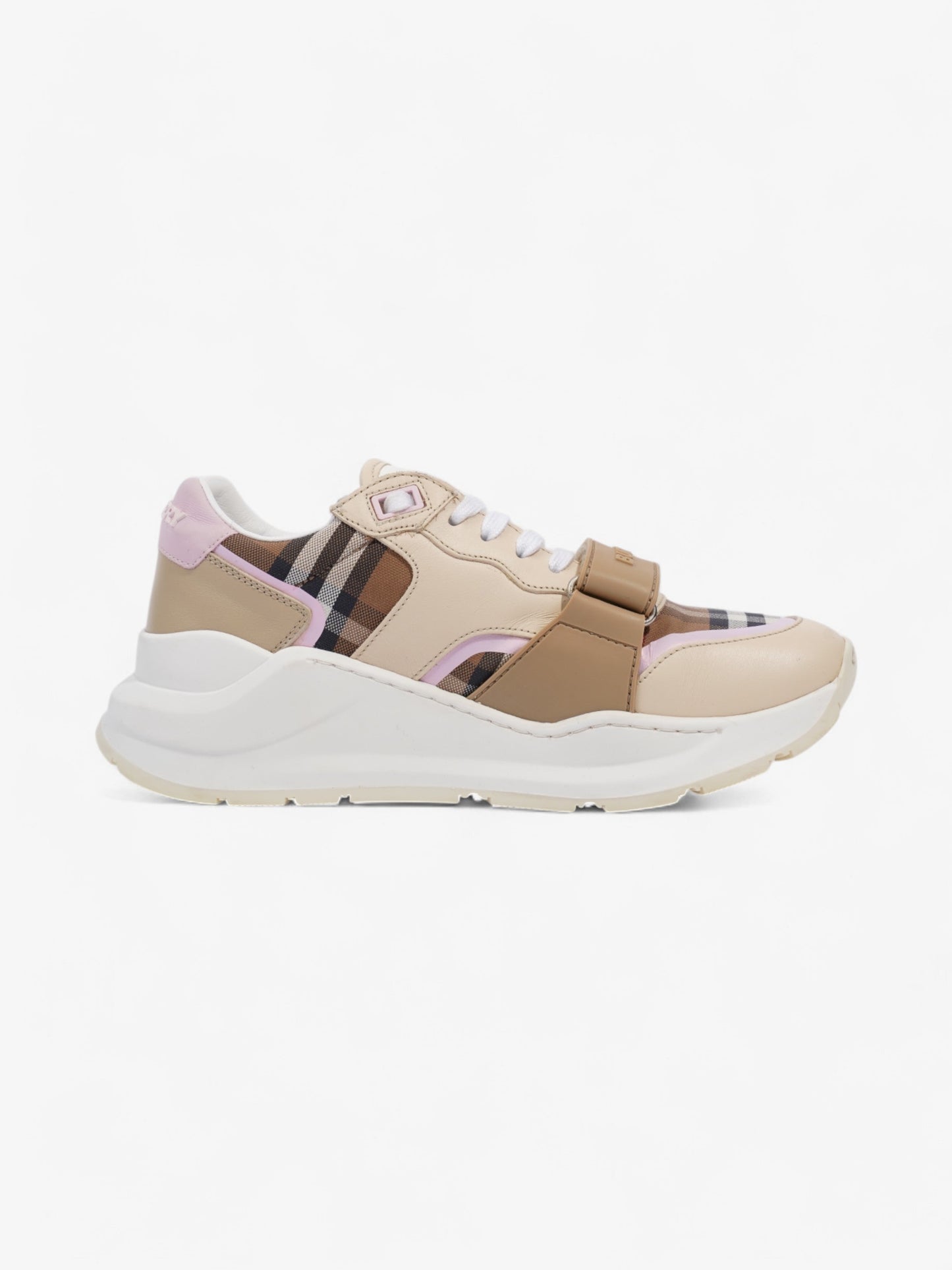 Burberry Ramsey Sneakers Beige  / Pink / White Canvas EU 39 UK 6
