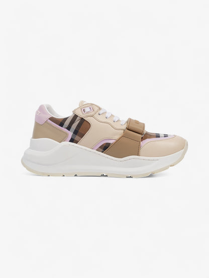 Burberry Ramsey Sneakers Beige  / Pink / White Canvas EU 39 UK 6