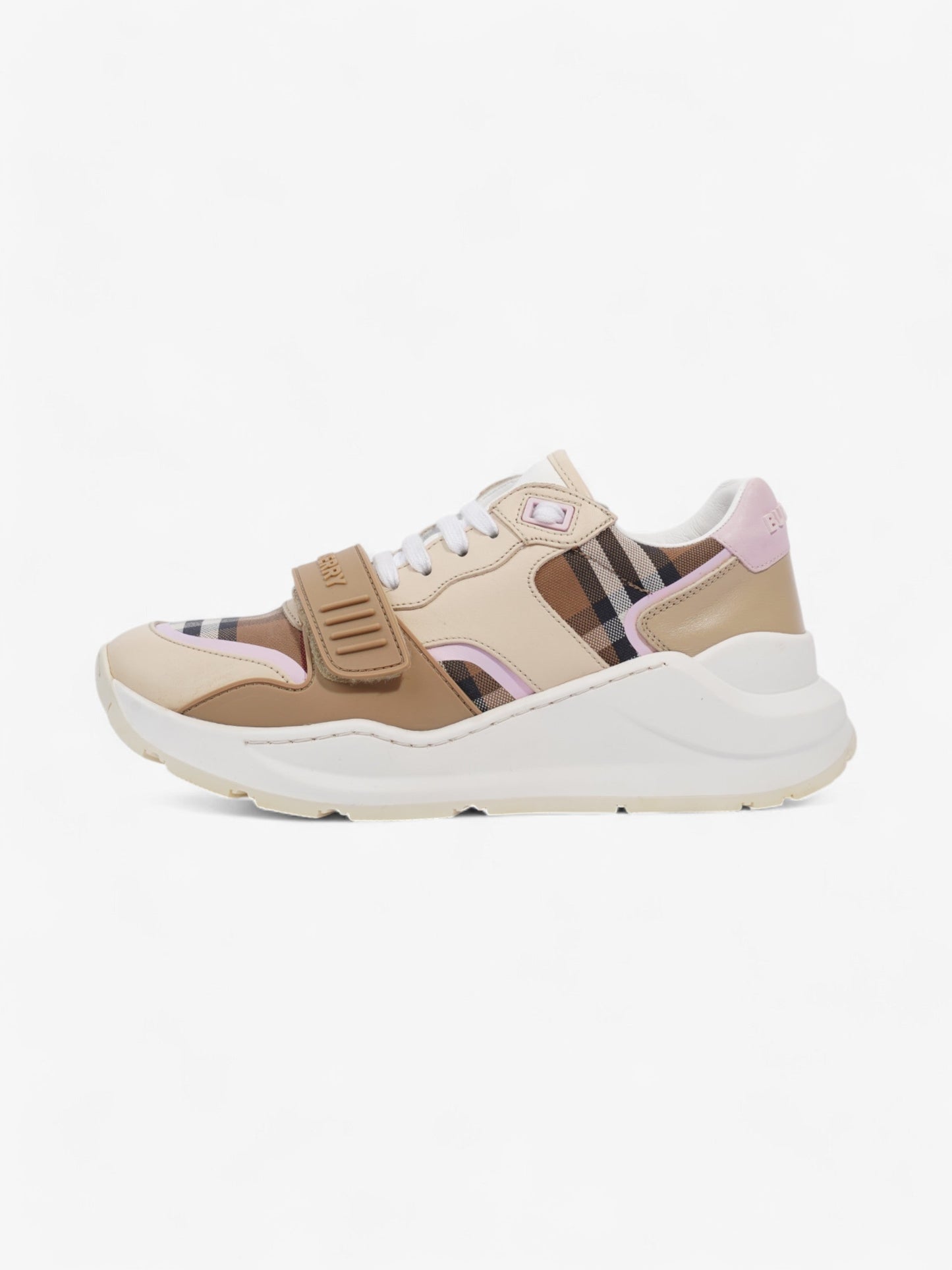 Burberry Ramsey Sneakers Beige  / Pink / White Canvas EU 39 UK 6