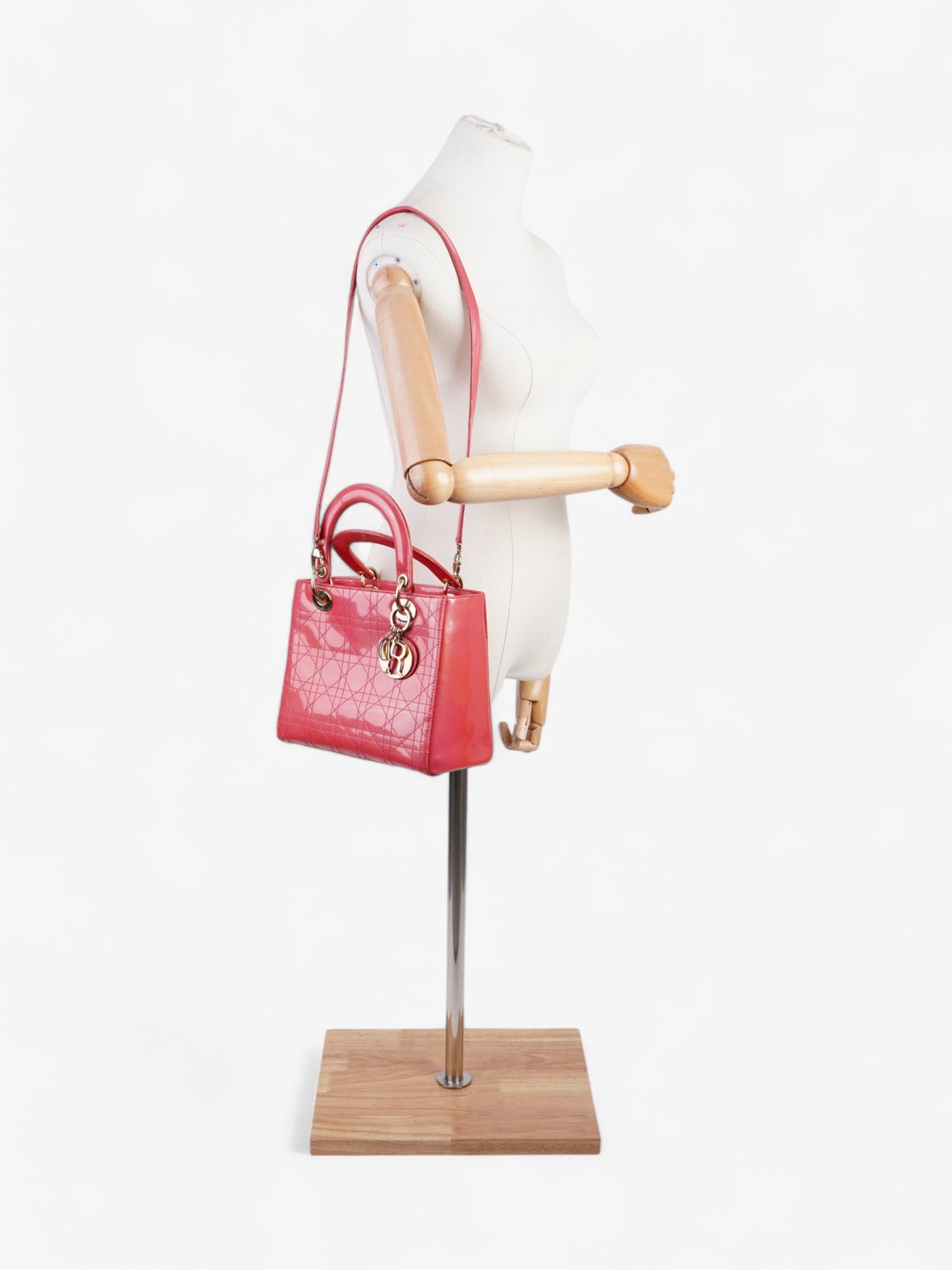 Christian Dior Lady Dior Pink Patent Leather Medium