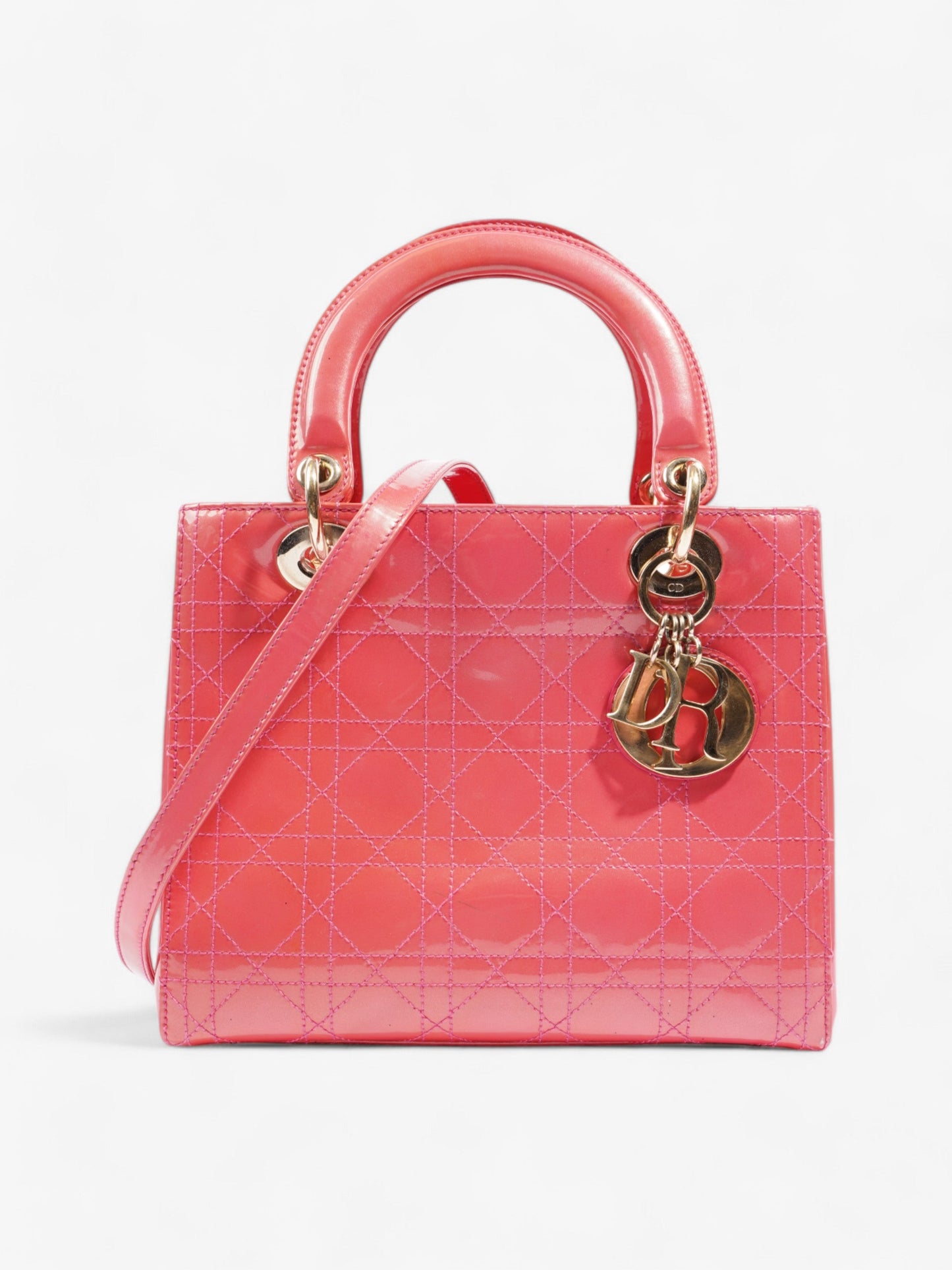 Christian Dior Lady Dior Pink Patent Leather Medium