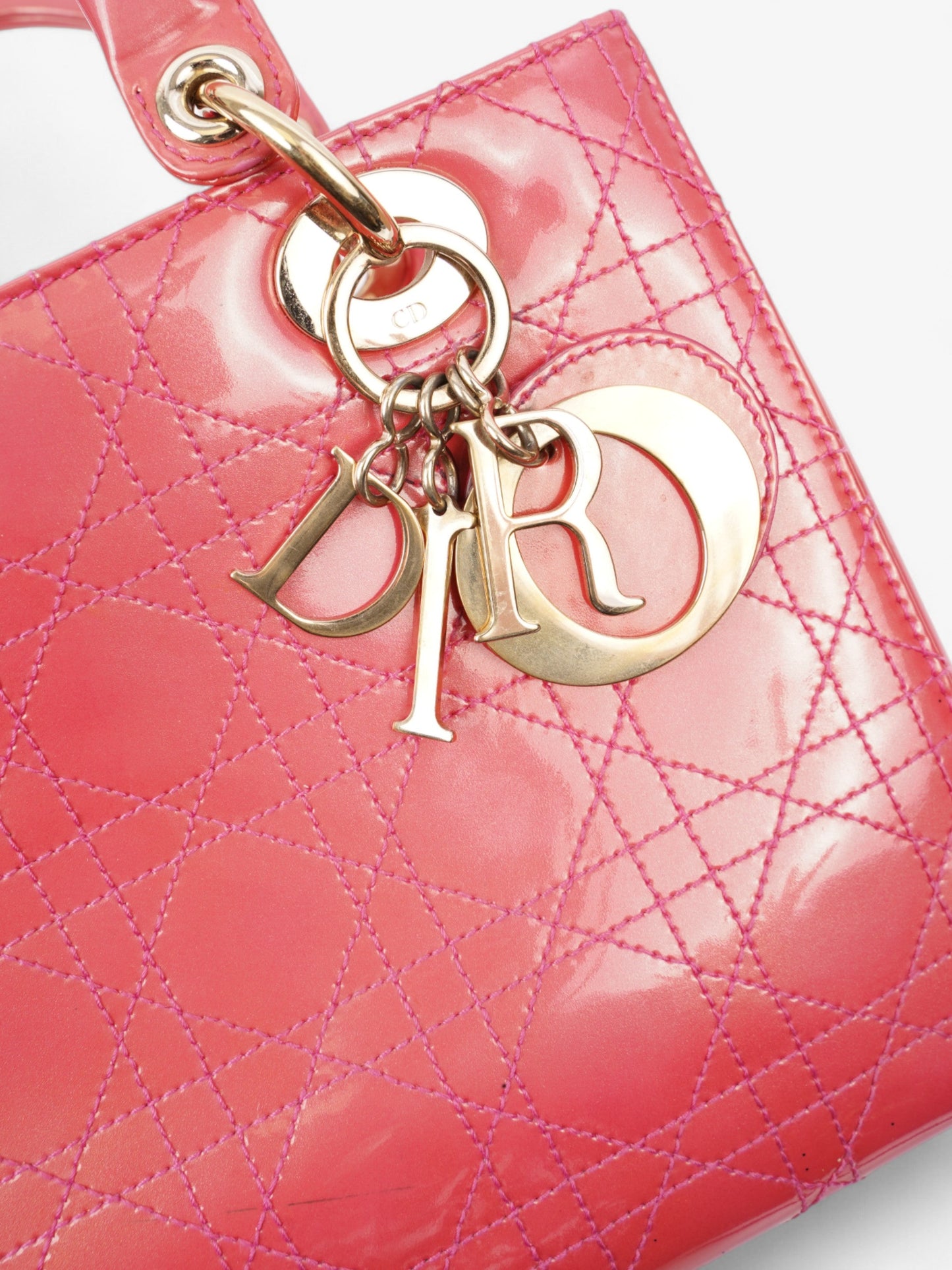 Christian Dior Lady Dior Pink Patent Leather Medium