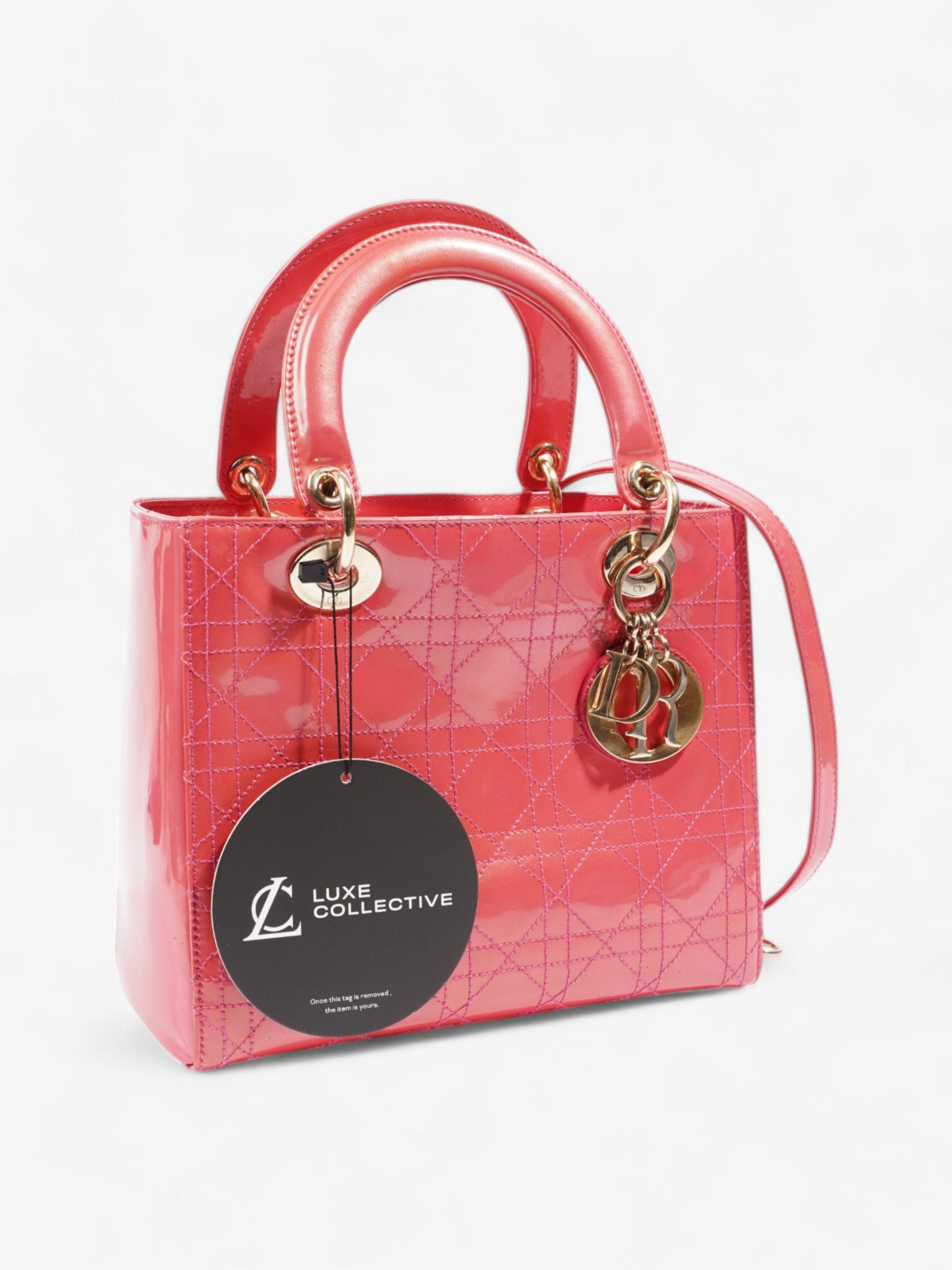 Christian Dior Lady Dior Pink Patent Leather Medium