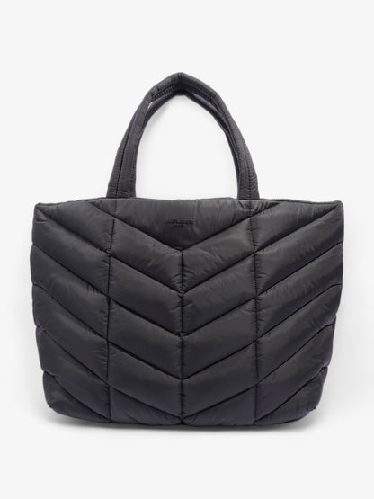 Saint Laurent Logo Detailed Puffer Tote Bag  Black Polyamide