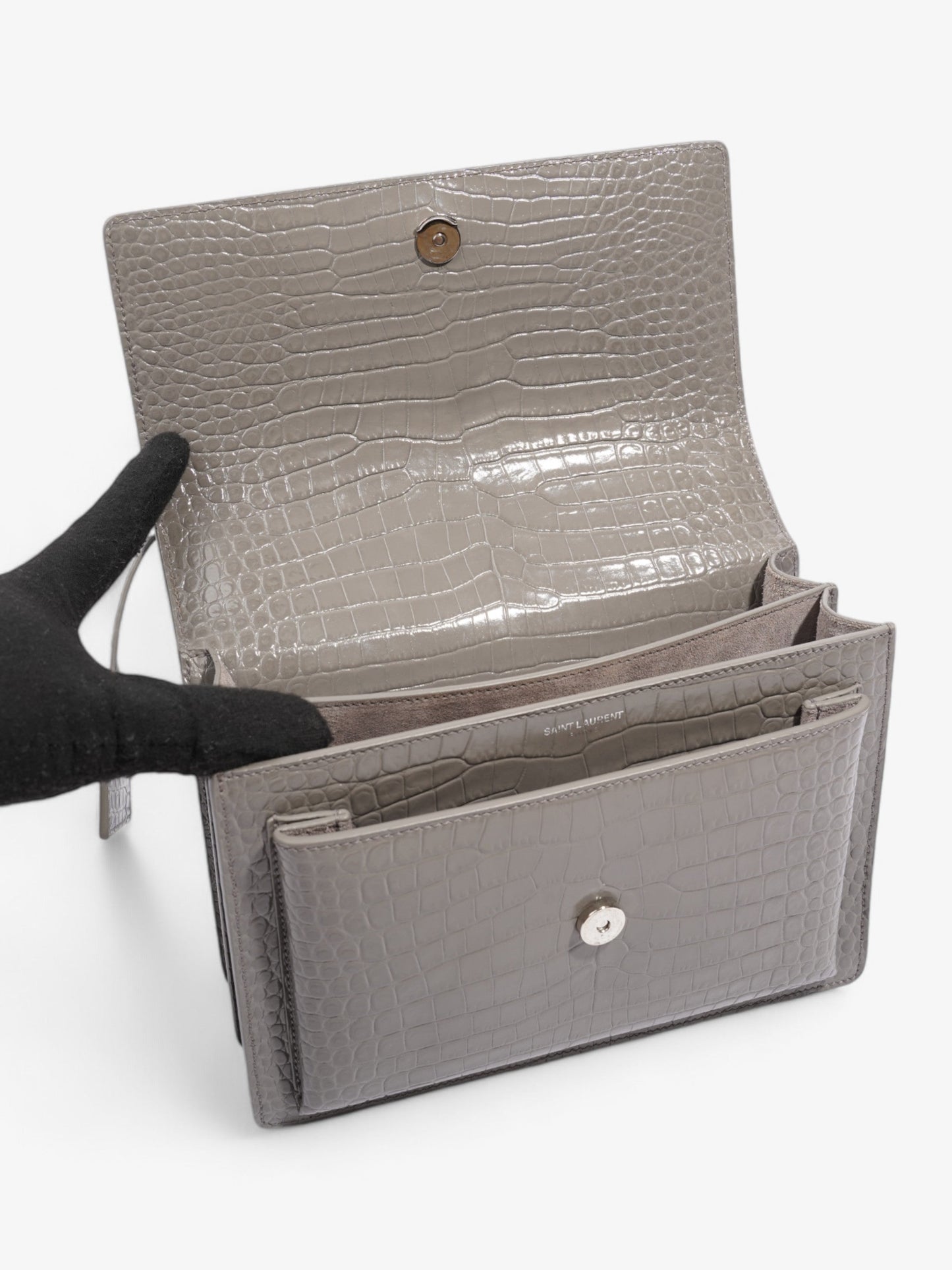 Saint Laurent Sunset Grey Embossed Leather Medium