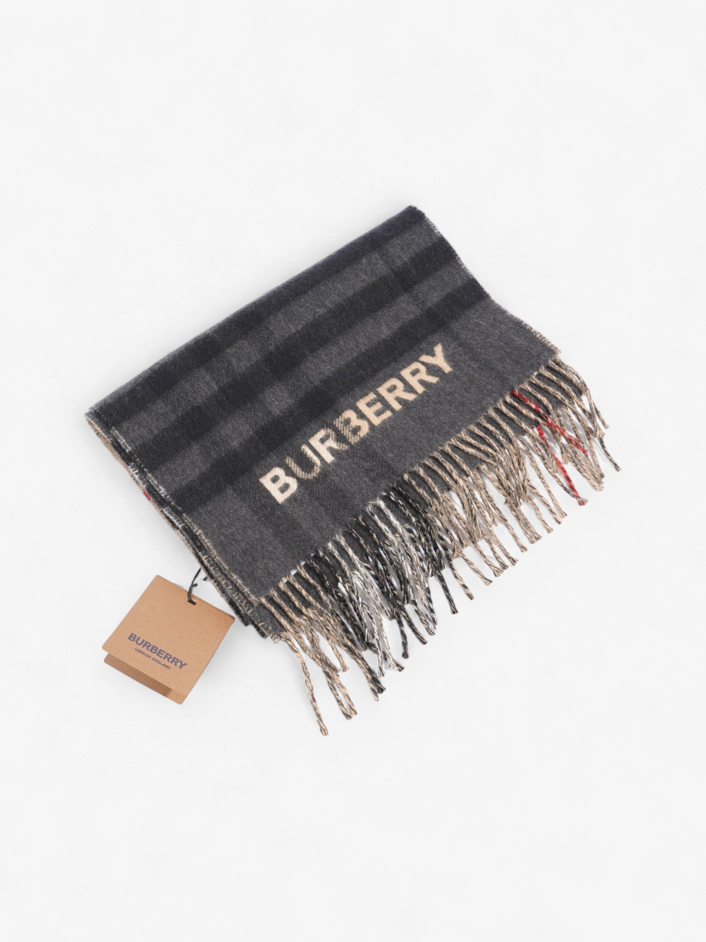 Burberry Giant Check Lateral Split Scarf Archive Beige / Black Cashmere