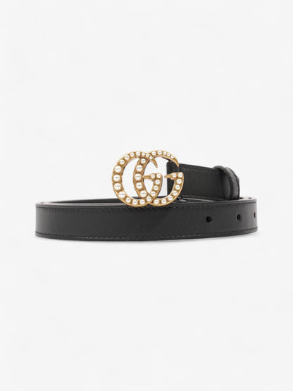 Gucci GG Marmont Thin Pearl Belt Black / Gold / Pearl Leather 90cm / 36"