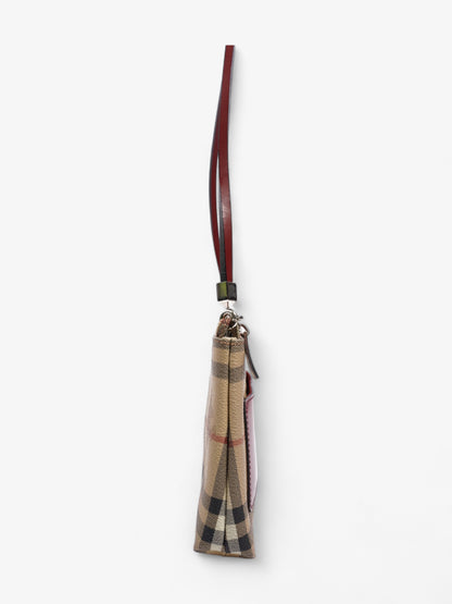 Burberry Pochette Shoulder Bag Haymarket Check / Red Coated Canvas