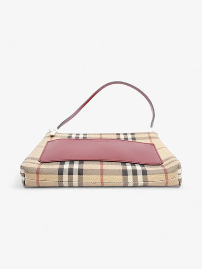 Burberry Pochette Shoulder Bag Haymarket Check / Red Coated Canvas
