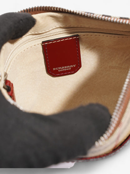 Burberry Pochette Shoulder Bag Haymarket Check / Red Coated Canvas