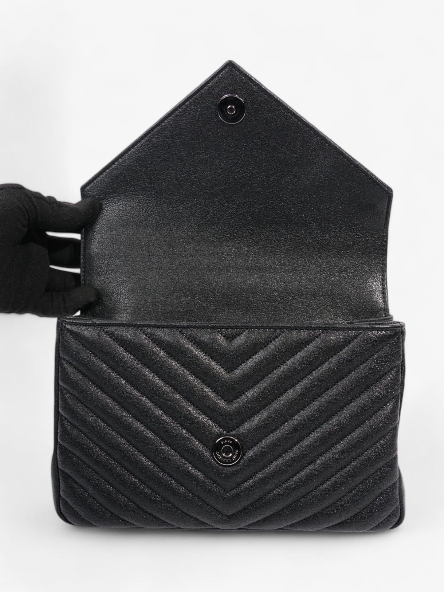 Saint Laurent College Black Lambskin Leather Medium