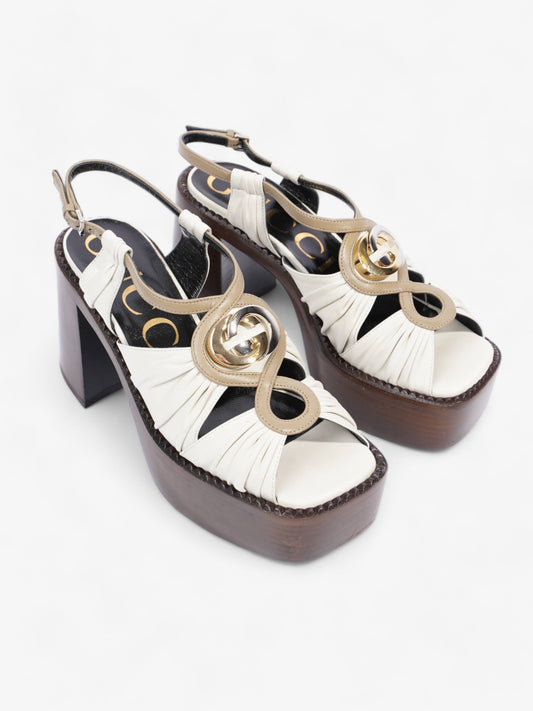 Gucci Charlotte Sandals 95 Dusty White Fabric EU 36.5 UK 3.5