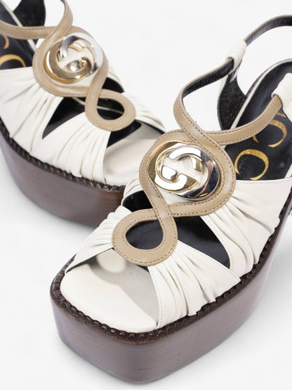 Gucci Charlotte Sandals 95 Dusty White Fabric EU 36.5 UK 3.5