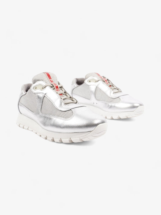 Prada America's Cup Sneakers Silver / Red Mesh EU 38 UK 5