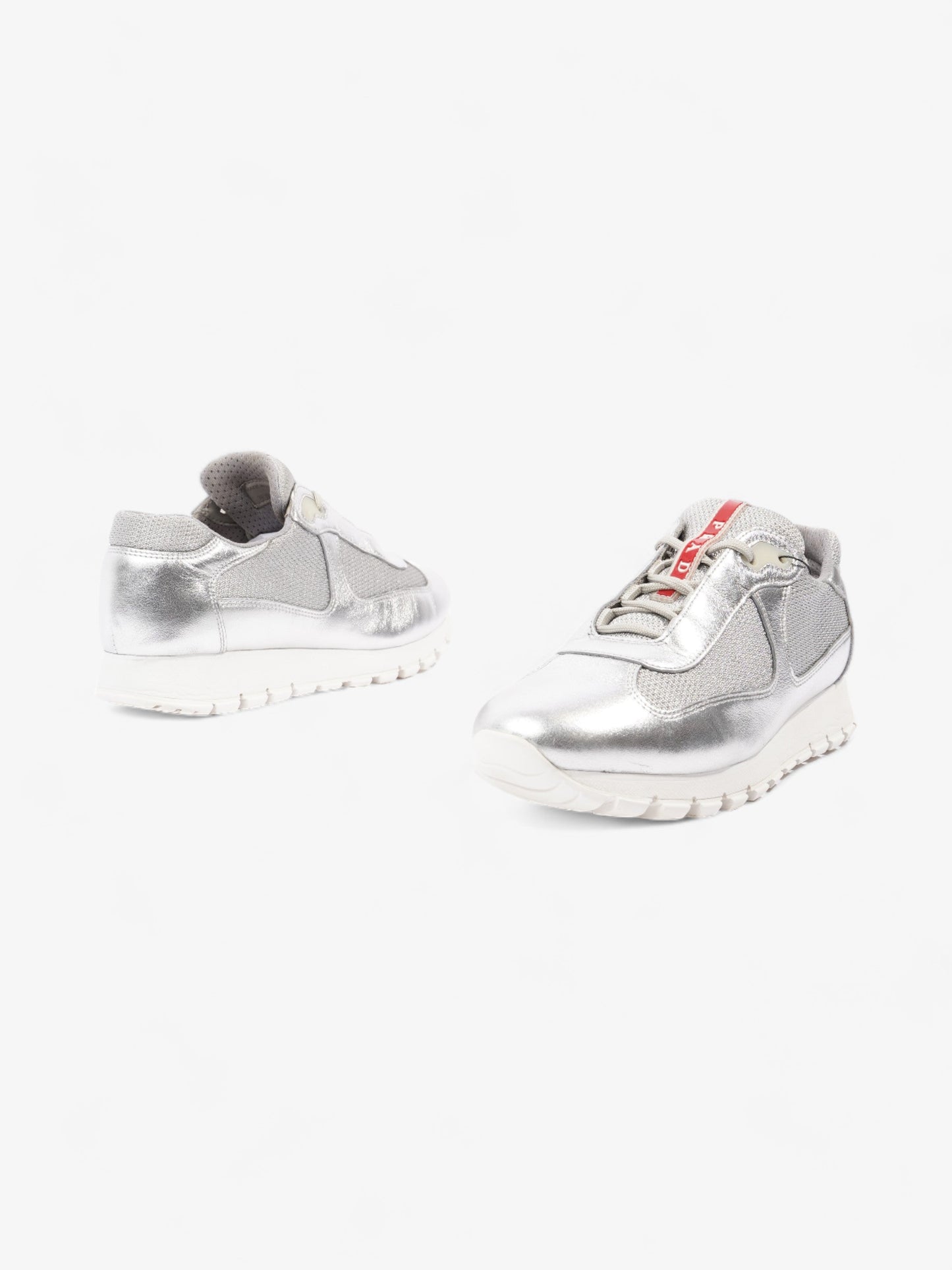 Prada America's Cup Sneakers Silver / Red Mesh EU 38 UK 5
