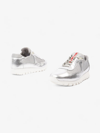 Prada America's Cup Sneakers Silver / Red Mesh EU 38 UK 5