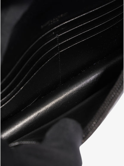 Saint Laurent Cassandre Envelope Chain Wallet Black Grained Leather