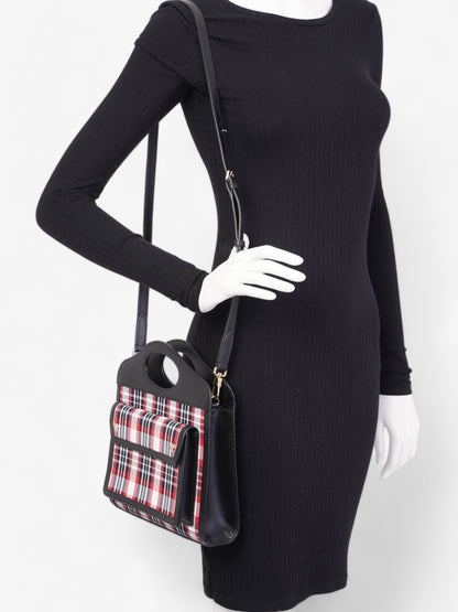 Burberry Mini Pocket Red And Black Check Leather