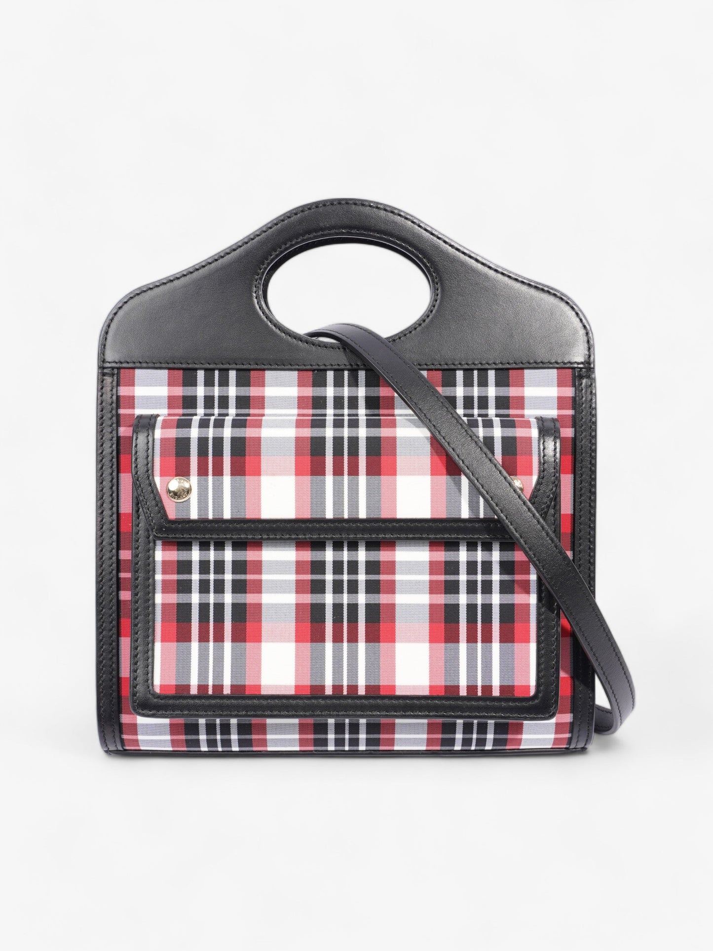 Burberry Mini Pocket Red And Black Check Leather