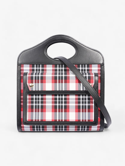Burberry Mini Pocket Red And Black Check Leather