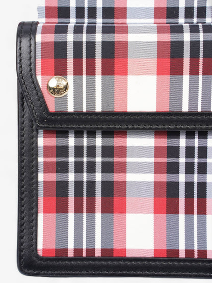 Burberry Mini Pocket Red And Black Check Leather